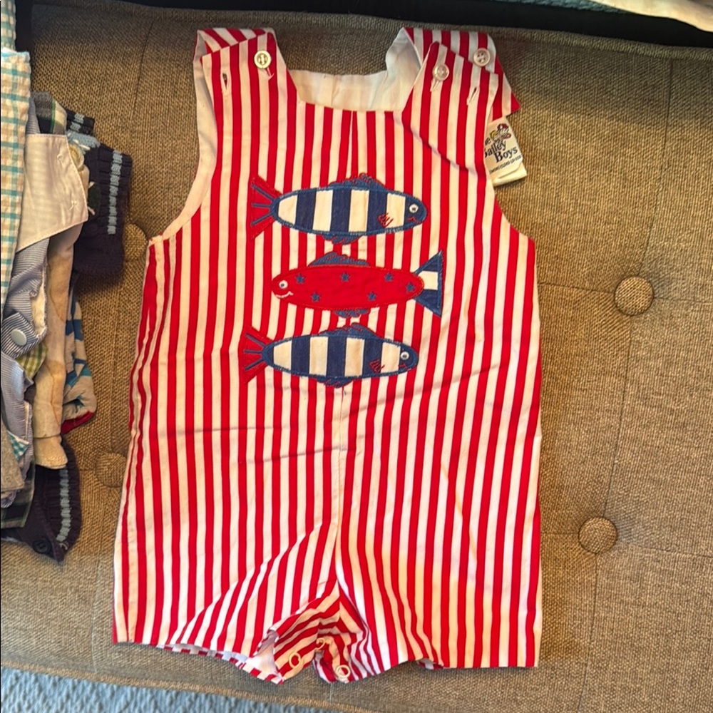 Bailey Boys Red and White Striped Baby Romper
